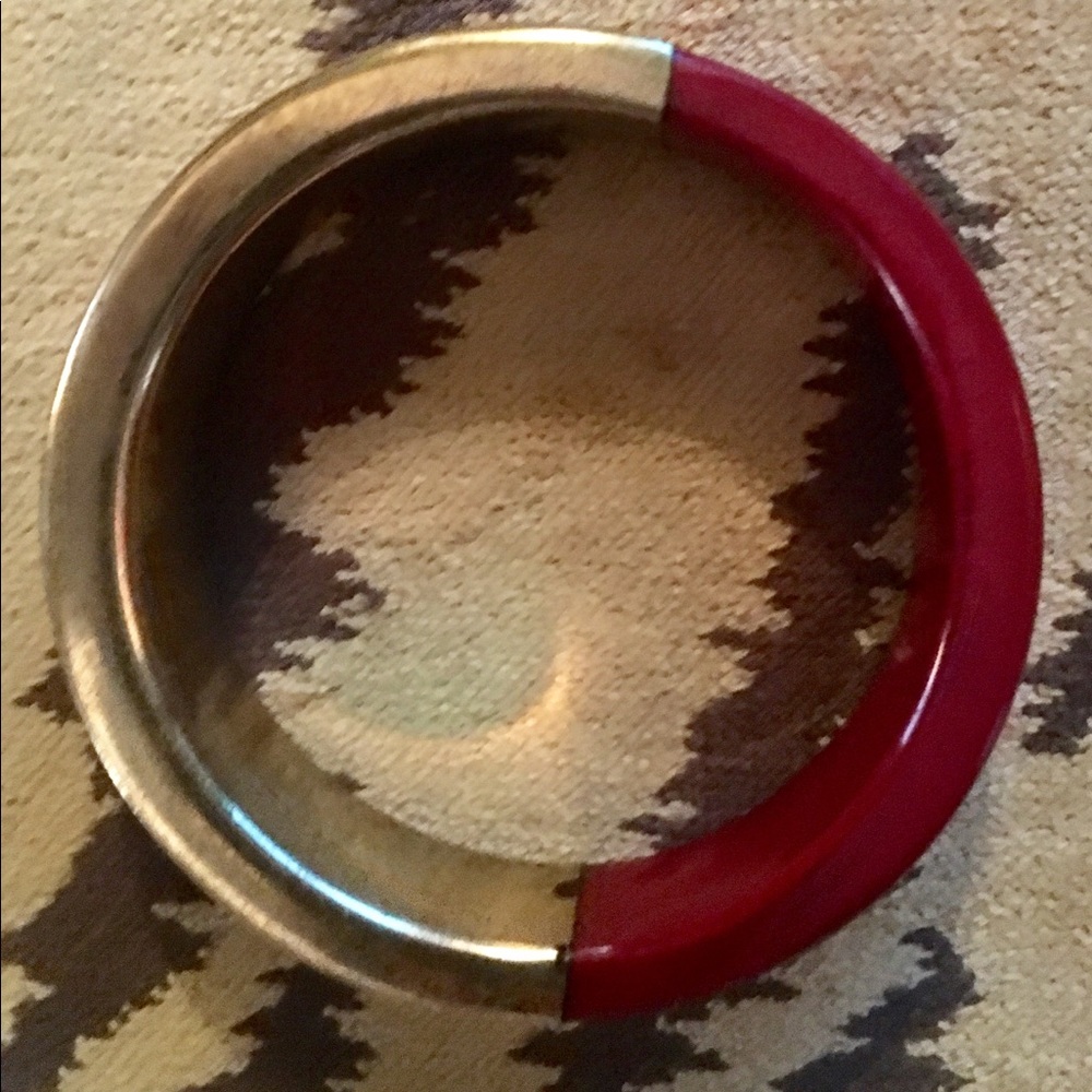 Gold & Cranberry Red vintage bangle